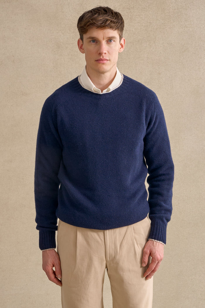 Navy Lambswool Crew Neck Jumper