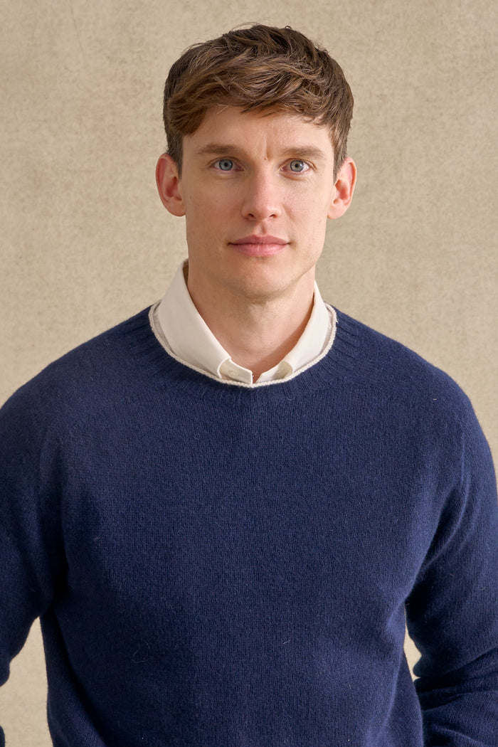 Navy Lambswool Crew Neck Jumper