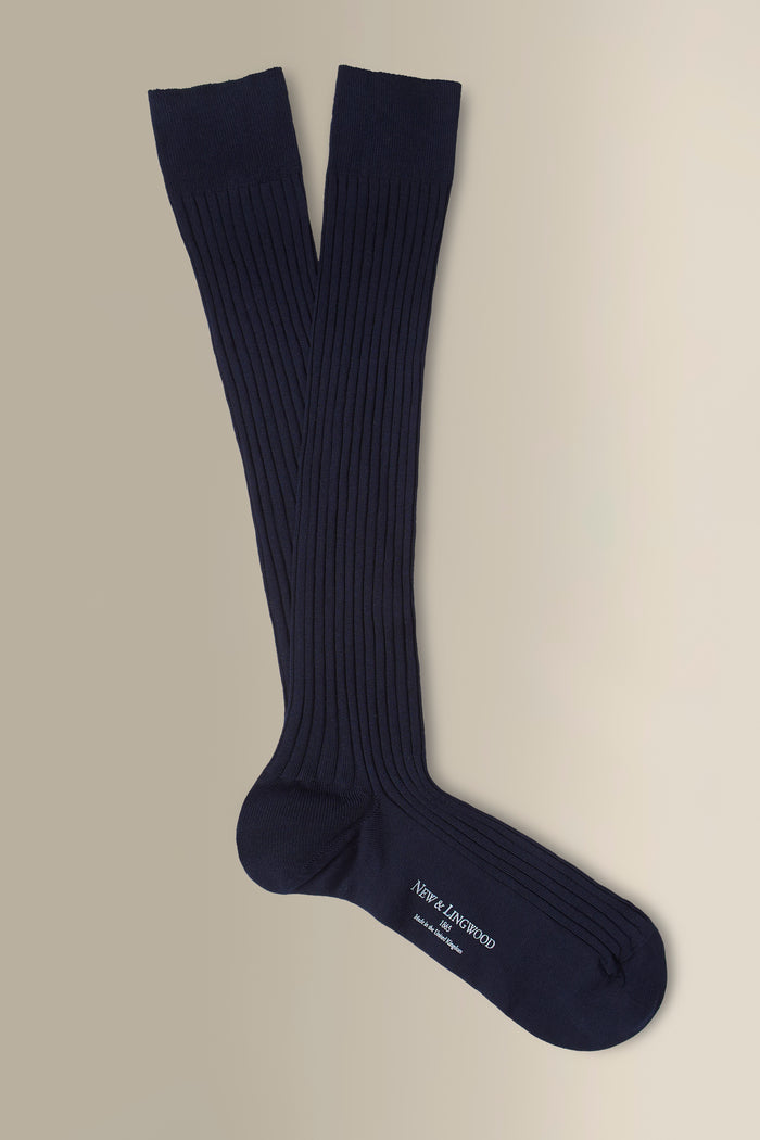 Navy Long Cotton Socks