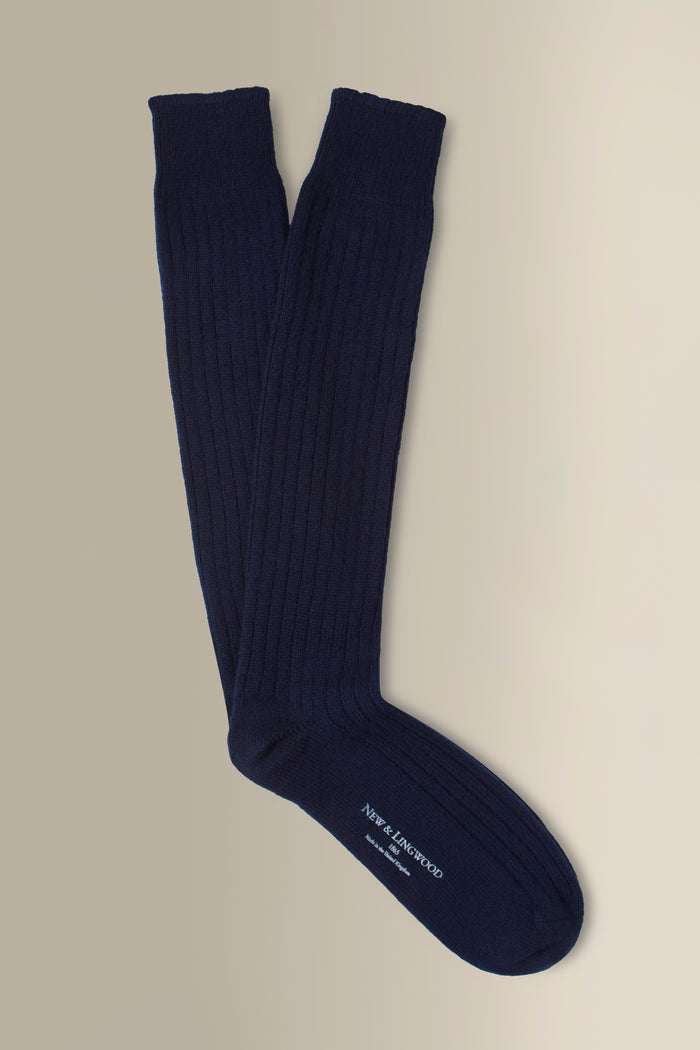 Navy Long Heavyweight Cashmere Lounge Socks