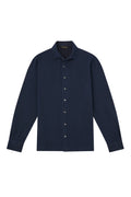 Navy Long Sleeve Piqué Cotton Shirt