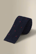 Navy & Maroon Spot Knitted Silk Tie