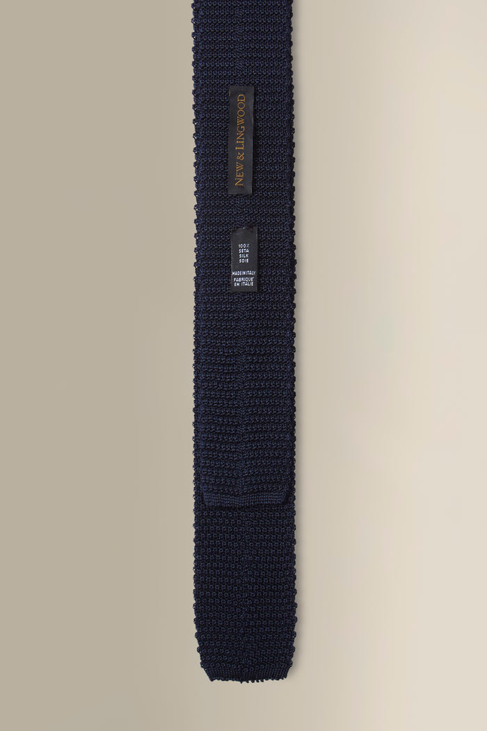 Navy & Maroon Spot Knitted Silk Tie