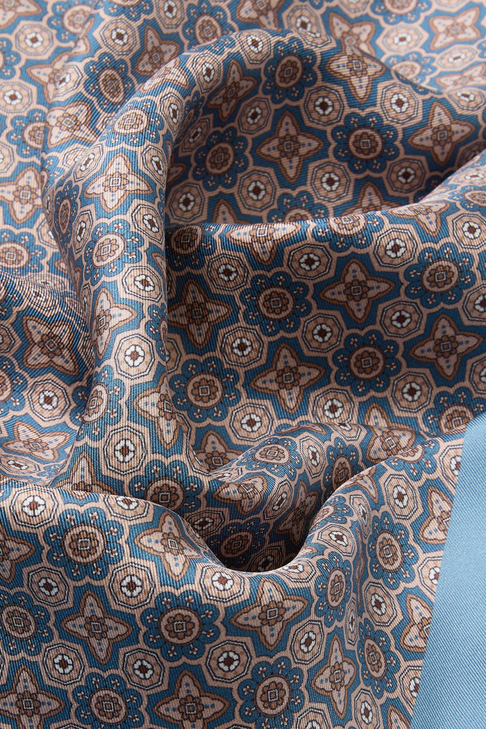 Navy Micro Pattern Silk Pocket Square