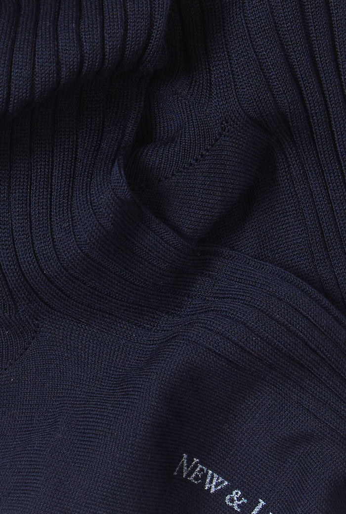 Navy Mid Calf Cotton Socks
