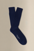 Navy Mid Calf Heavyweight Cashmere Socks