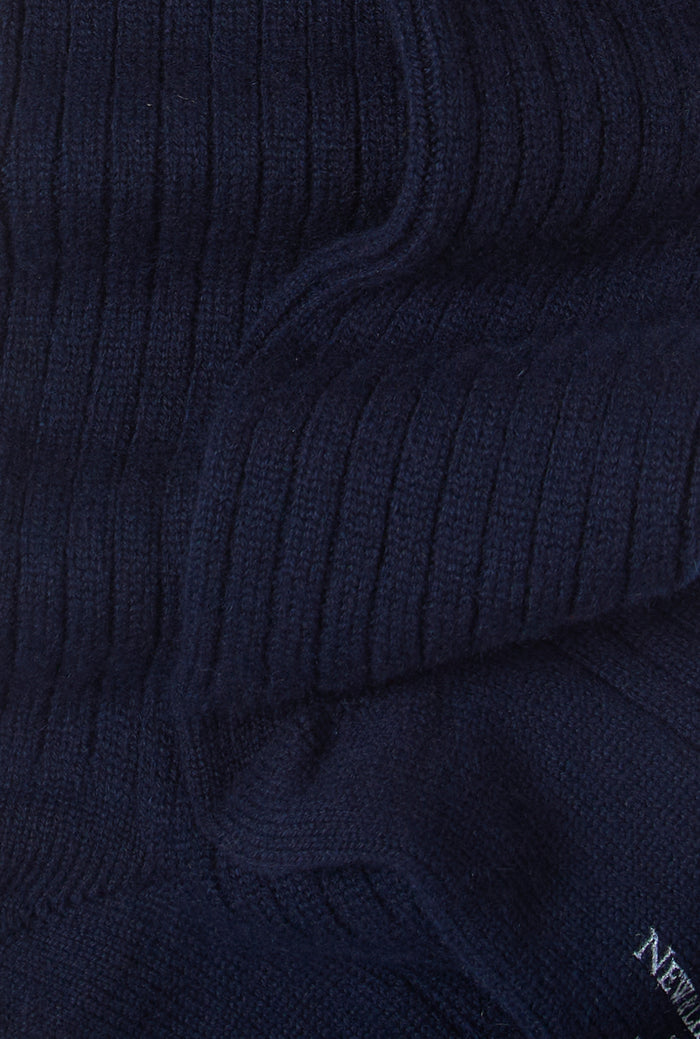 Navy Mid Calf Heavyweight Cashmere Socks