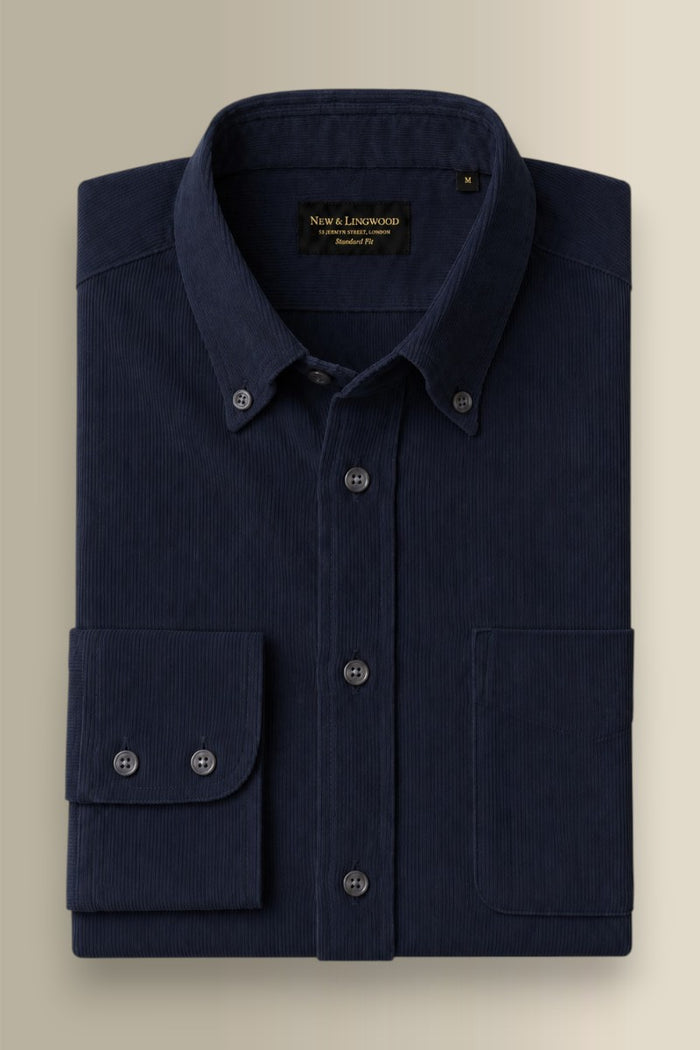 Navy Needlecord Salcombe Shirt