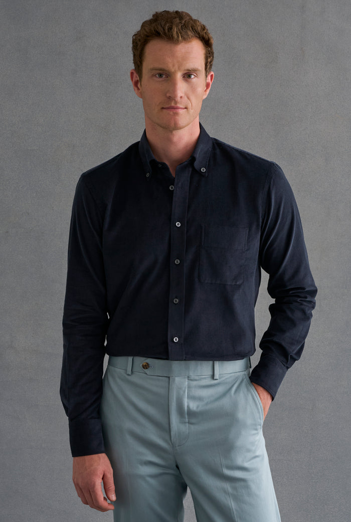 Navy Needlecord Salcombe Shirt