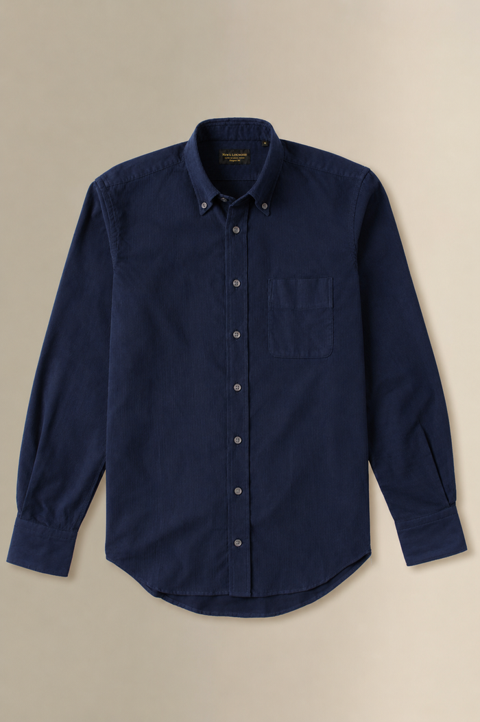 Navy Needlecord Salcombe Shirt