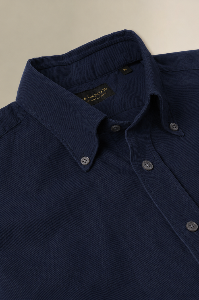 Navy Needlecord Salcombe Shirt