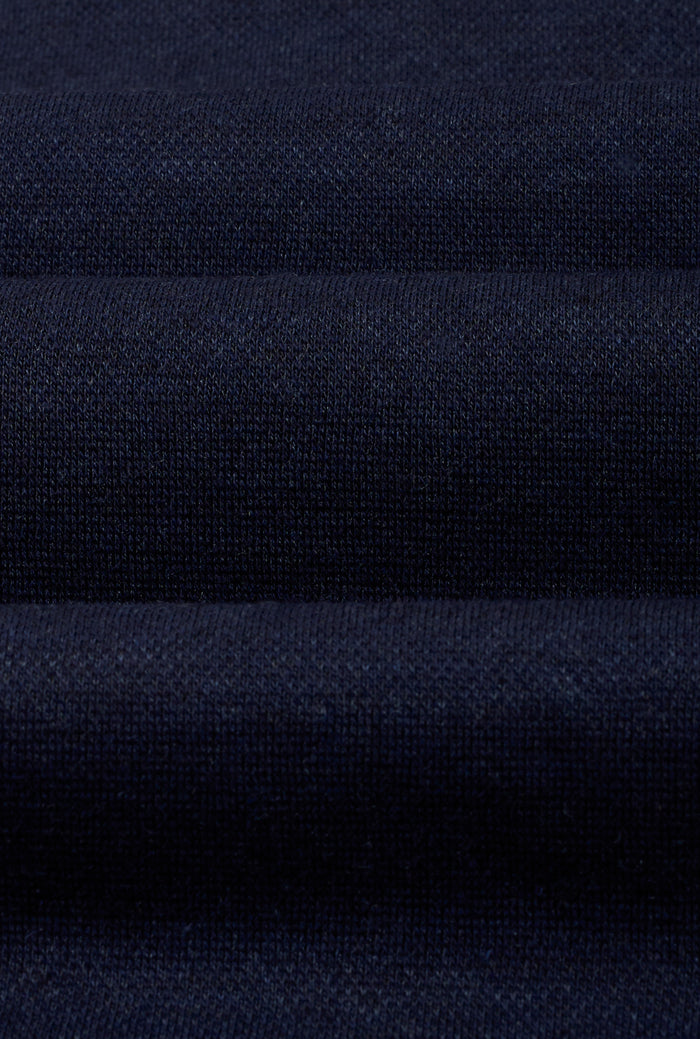 Navy One Piece Collar Cotton & Cashmere Popover Shirt
