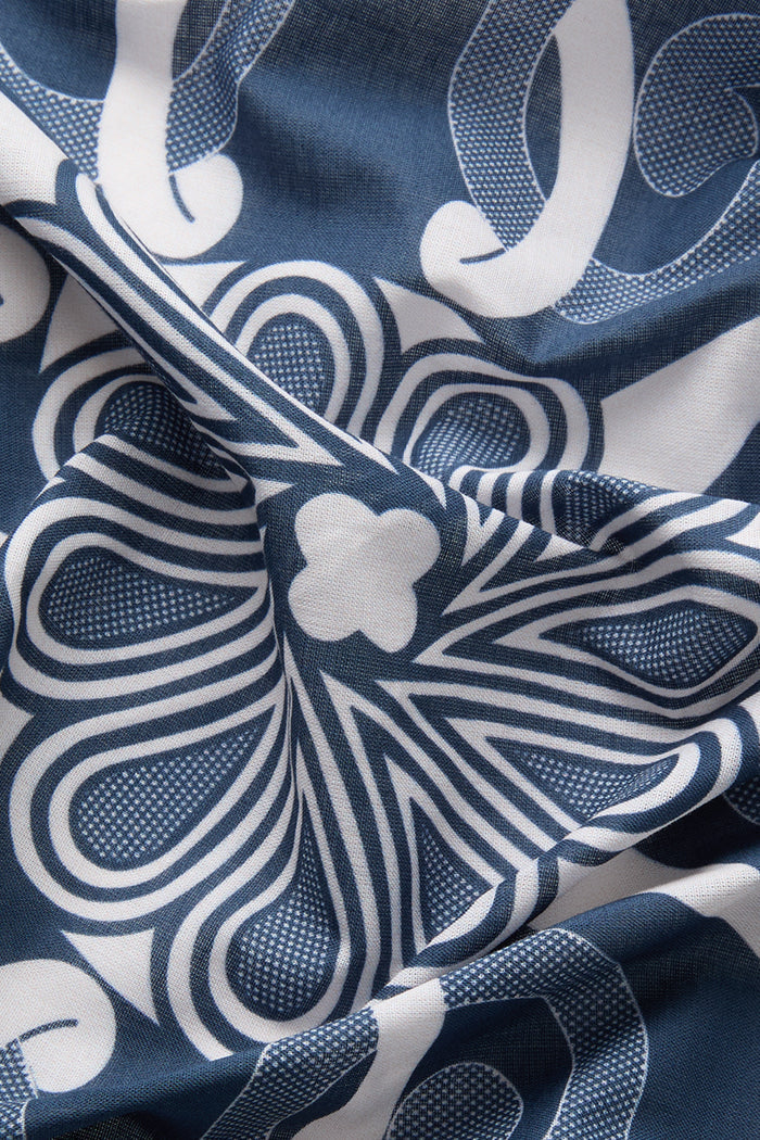 Navy Ornitho Cotton Print Bandana