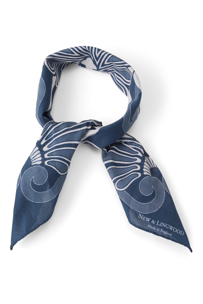 Navy Ornitho Cotton Print Bandana