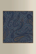 Navy Paisley Cotton & Cashmere Pocket Square