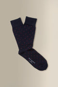 Navy & Red Polka Dot Mid Calf Cotton Socks
