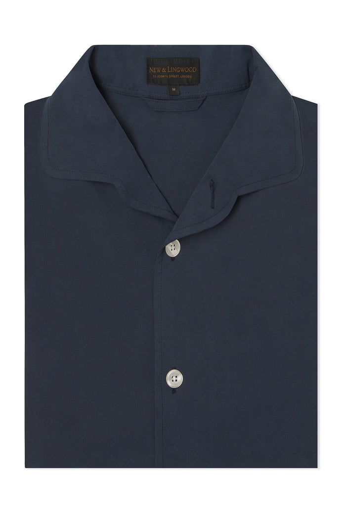 Navy Sandwash Silk Lounge Shirt
