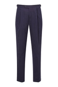 Navy Seersucker Single Pleat Trousers