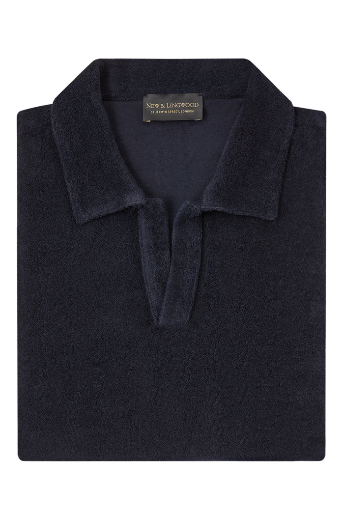 Navy Short Sleeve Towelling Polo Shirt