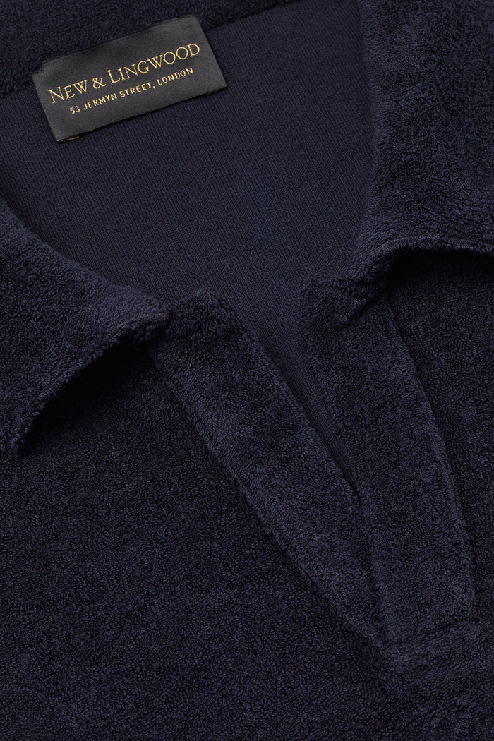 Navy Short Sleeve Towelling Polo Shirt