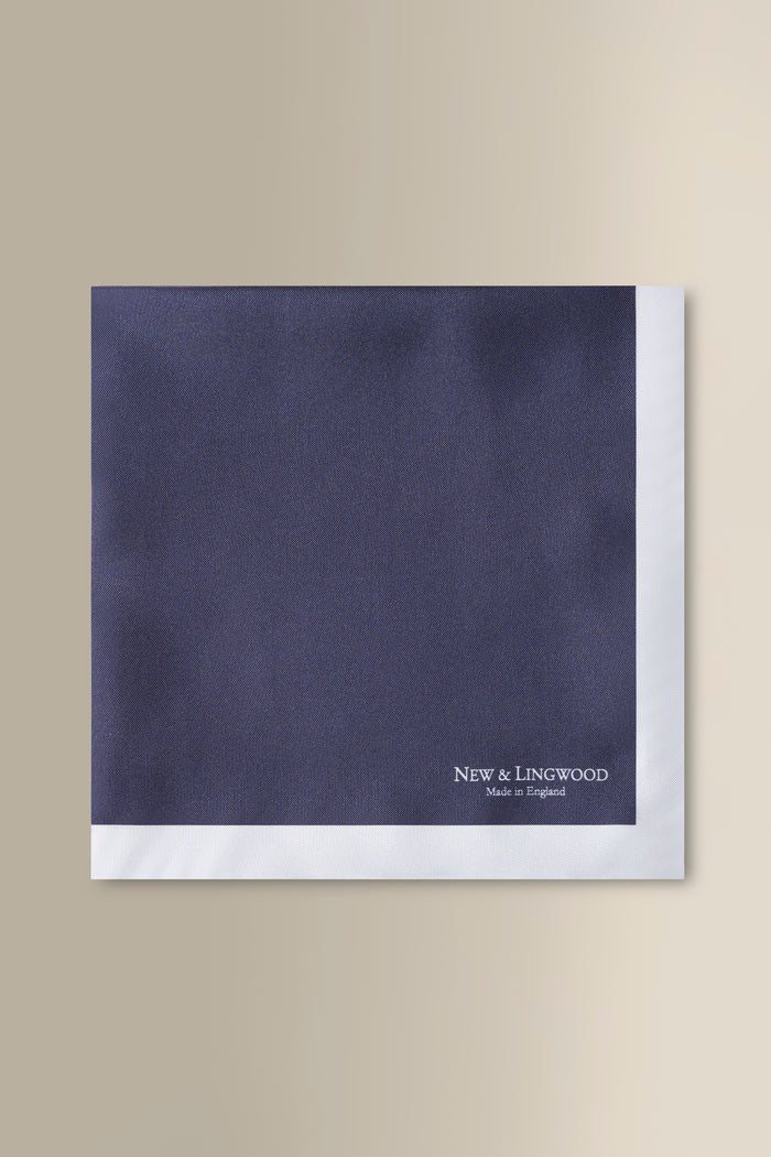 Navy & Sky Border Silk Pocket Squares