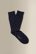 Navy & Sky Polka Dot Mid Calf Cotton Socks