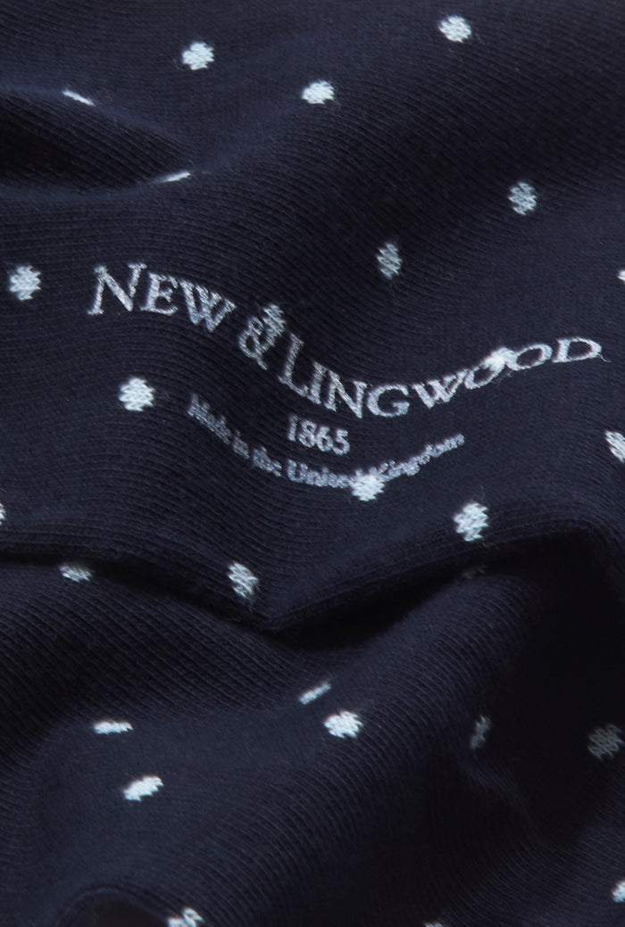 Navy & Sky Polka Dot Mid Calf Cotton Socks