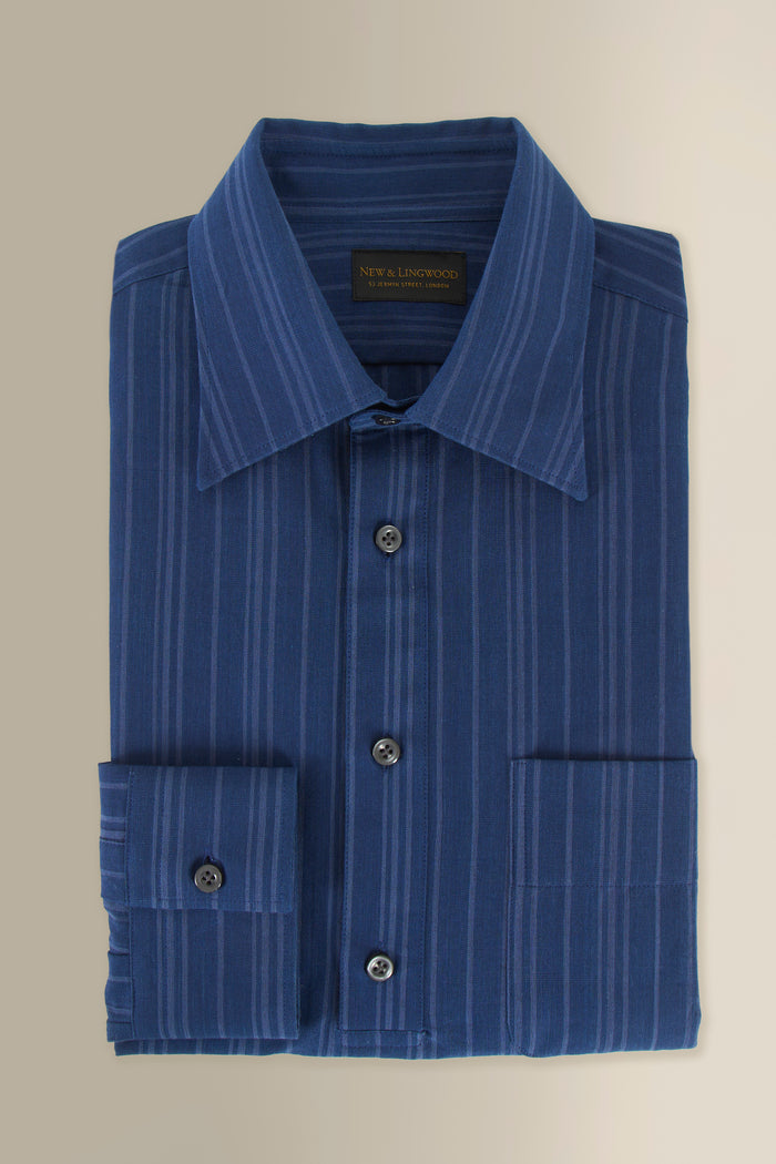 Navy Stripe Madras Popover Shirt