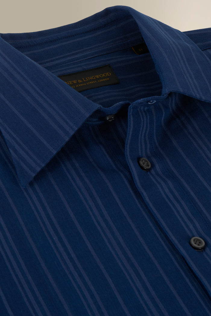 Navy Stripe Madras Popover Shirt