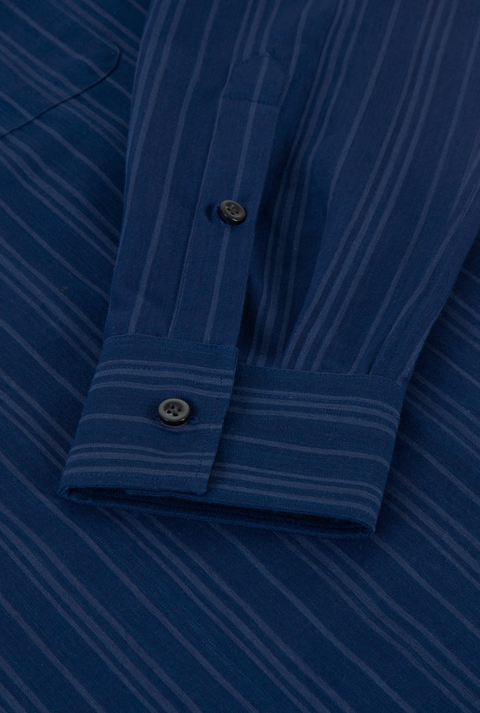 Navy Stripe Madras Popover Shirt