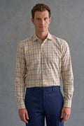 Navy & Tan Tattersall Check Cutaway Collar Standard Fit Shirt