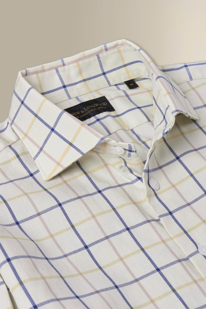 Navy & Tan Tattersall Check Cutaway Collar Standard Fit Shirt