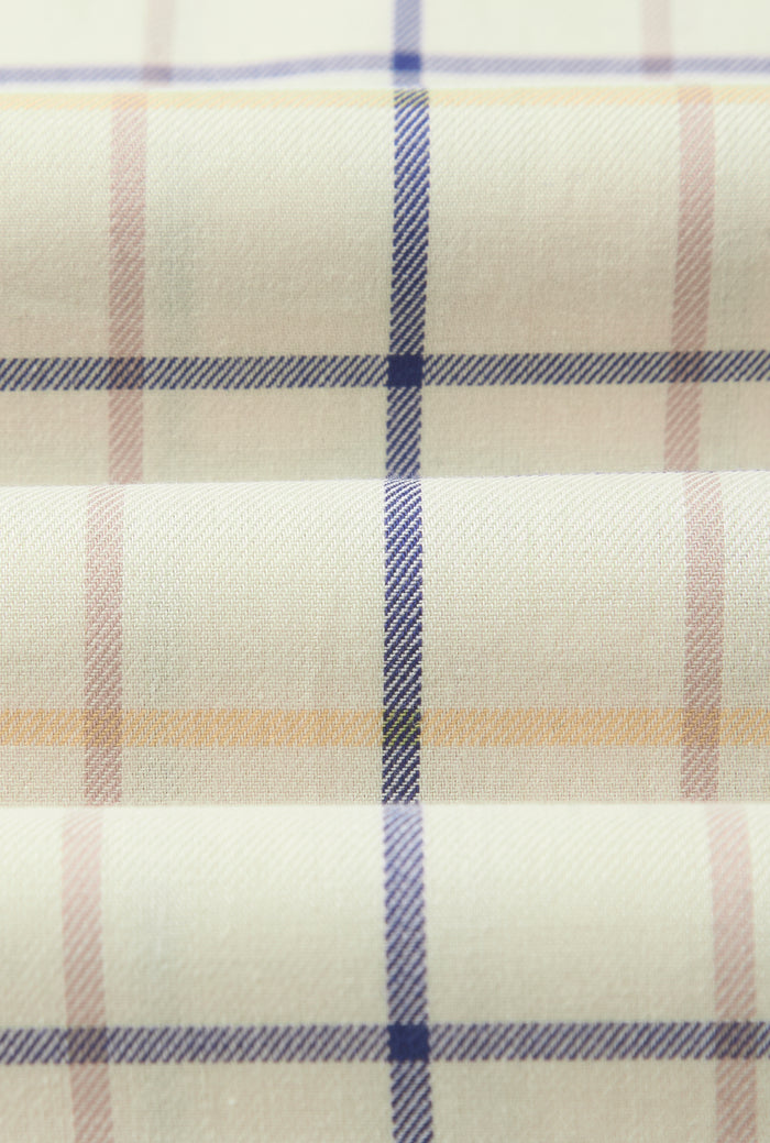 Navy & Tan Tattersall Check Cutaway Collar Standard Fit Shirt
