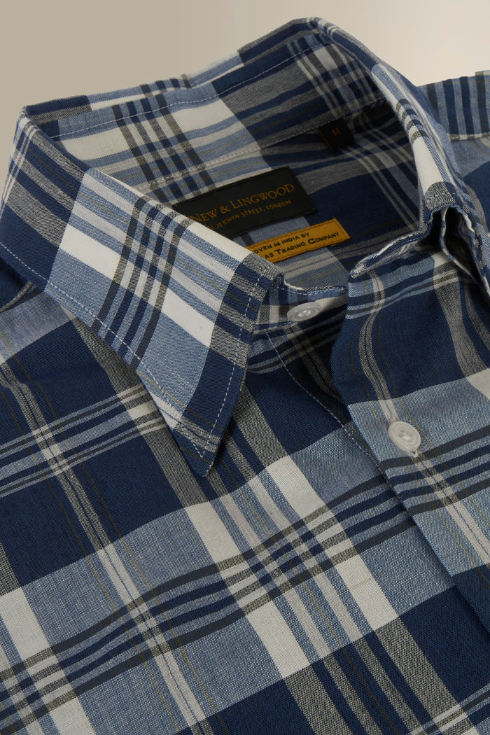 Navy & White Check Madras Short Sleeve Shirt