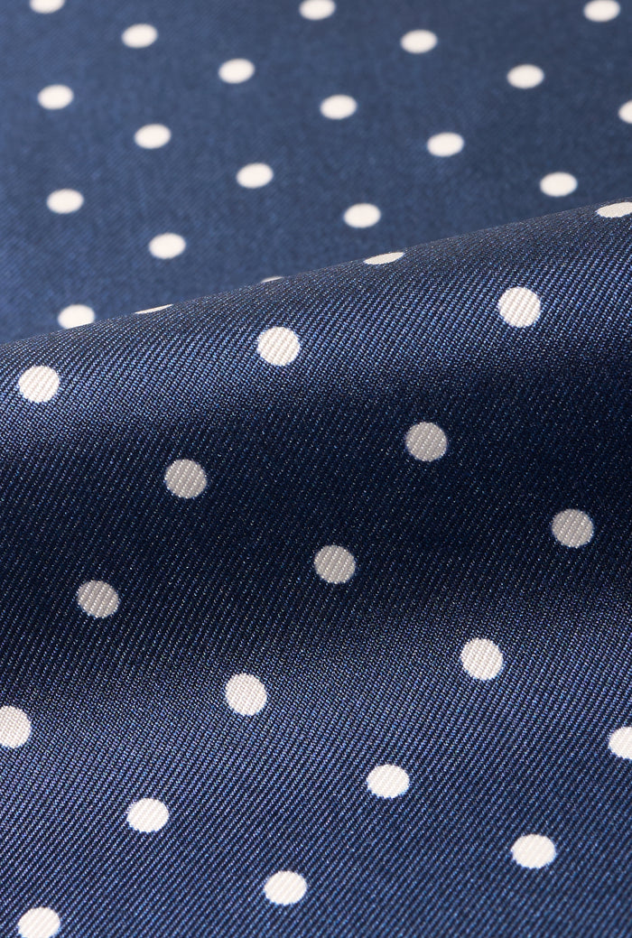 Navy & White Polka Dot Silk Pocket Square