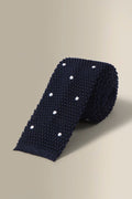 Navy & White Spot Knitted Silk Tie