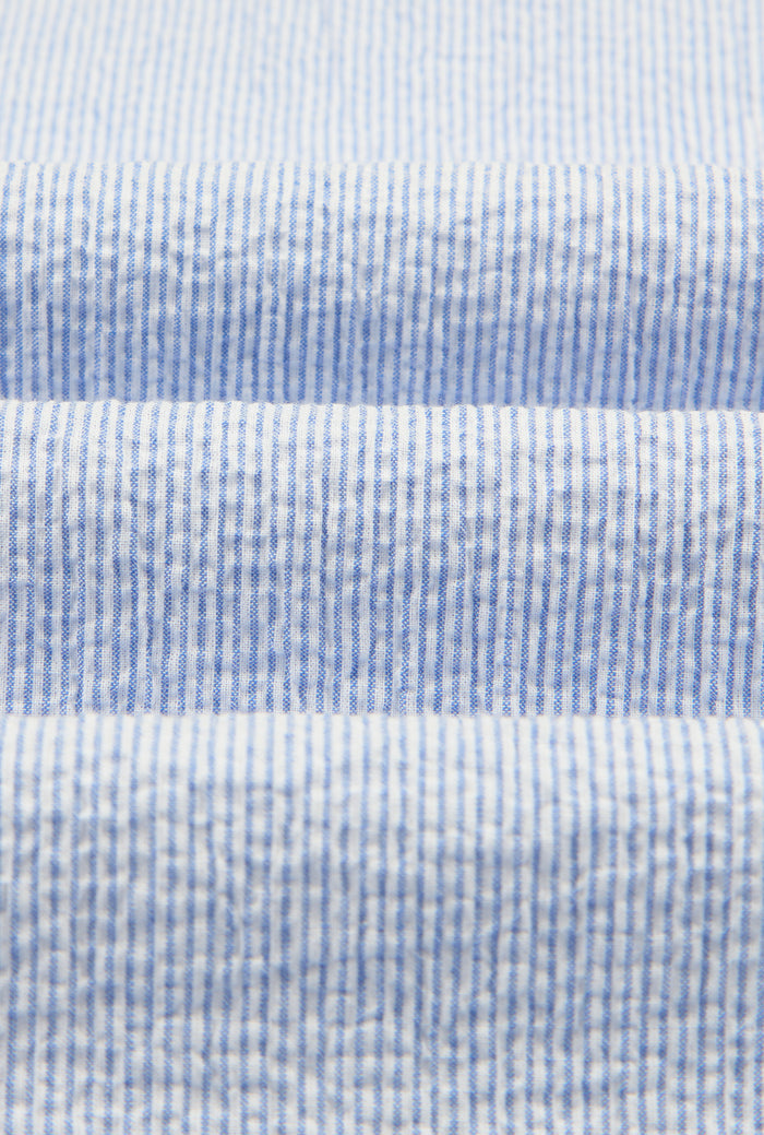 Navy & White Stripe Seersucker Popover Shirt