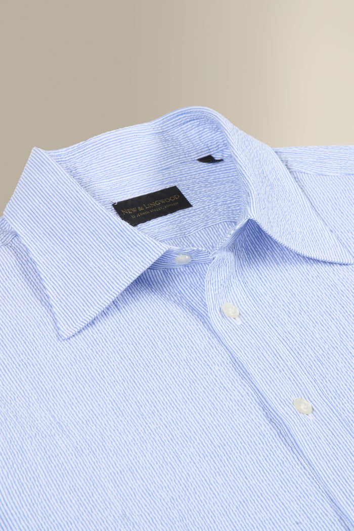 Navy & White Stripe Seersucker Popover Shirt