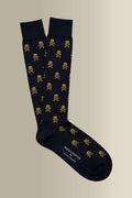 Navy & Yellow Heritage Skull & Crossbones Long Cotton Socks