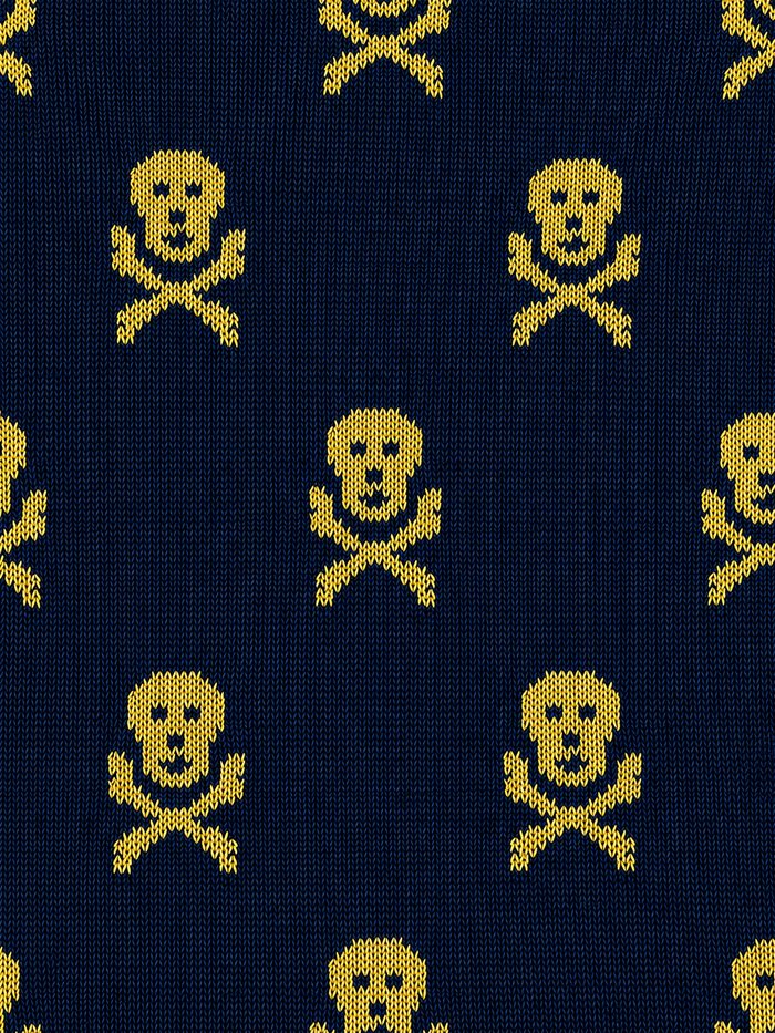 Navy & Yellow Heritage Skull & Crossbones Mid Calf Cotton Socks