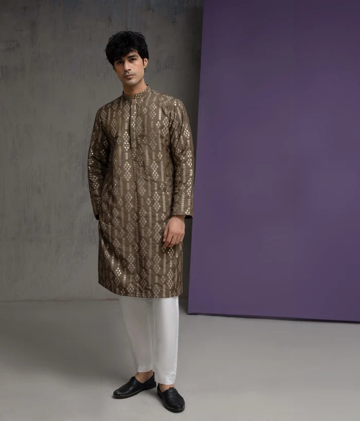 Olive & Gold Cotton Jacquard