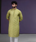 Olive Jacquard Kurta pyjama set
