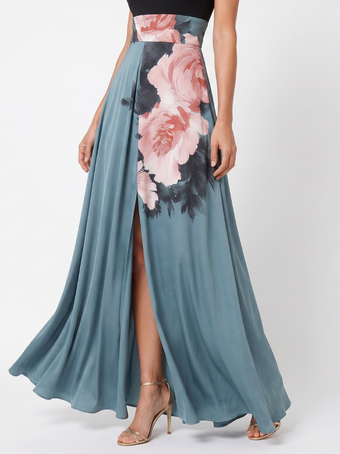 Olympas – Women's Halter Floral Maxi Dress | Huna