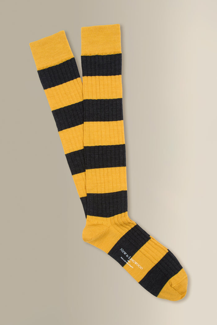 Orange & Black Stripe Long Lightweight Wool Socks