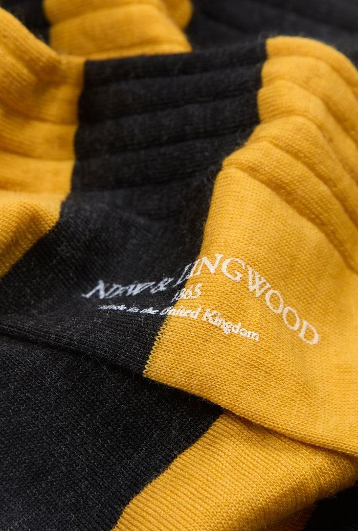 Orange & Black Stripe Long Lightweight Wool Socks