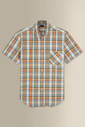 Orange & Green Check Madras Short Sleeve Shirt