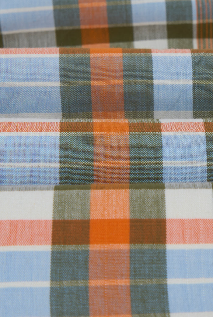 Orange & Green Check Madras Short Sleeve Shirt