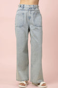 Oversized Pocket Wide Leg Jeans