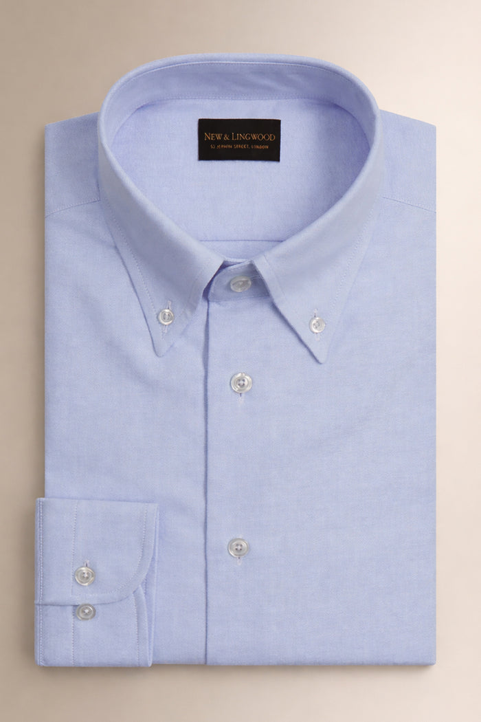 Pale Blue Button Down Collar Tailored Fit Oxford Shirt