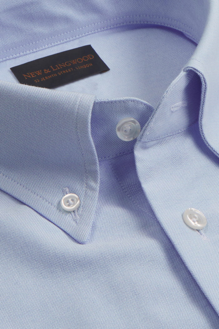 Pale Blue Button Down Collar Tailored Fit Oxford Shirt